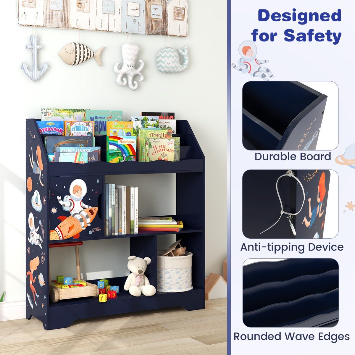 Kid-Friendly Blue Storage Stand