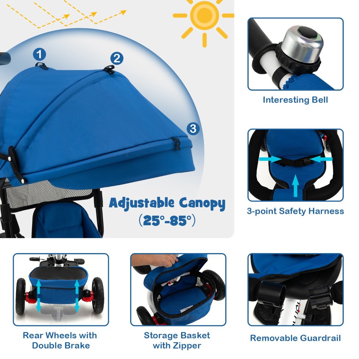 Enhance Stroller Experience with the Blue Tricycle - Buy Now!