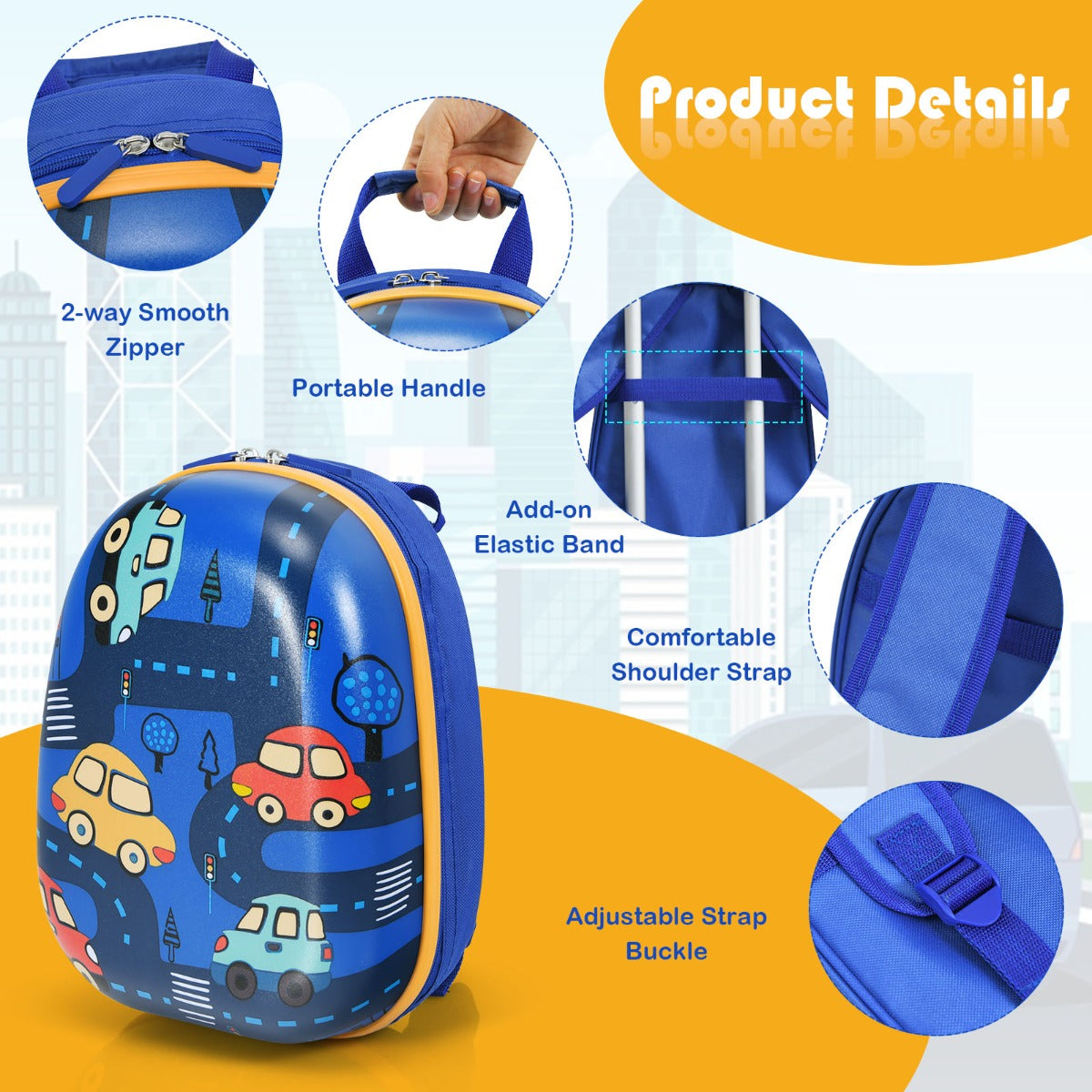 Astronaut-themed kids luggage set with wheels and backpack for galactic adventures.