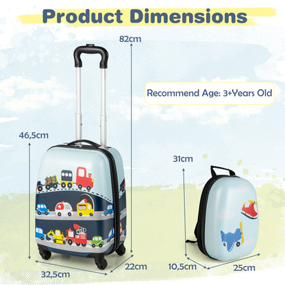 Kids navy luggage set with spinner wheels for easy travel, ideal for little globetrotters.