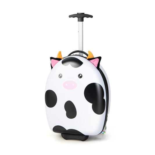 Kids animal suitcase with LED wheels, perfect for fun and easy travels at home.