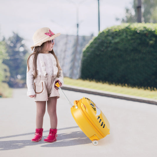 Kids animal suitcase with LED wheels - fun, functional carry-on luggage for children.