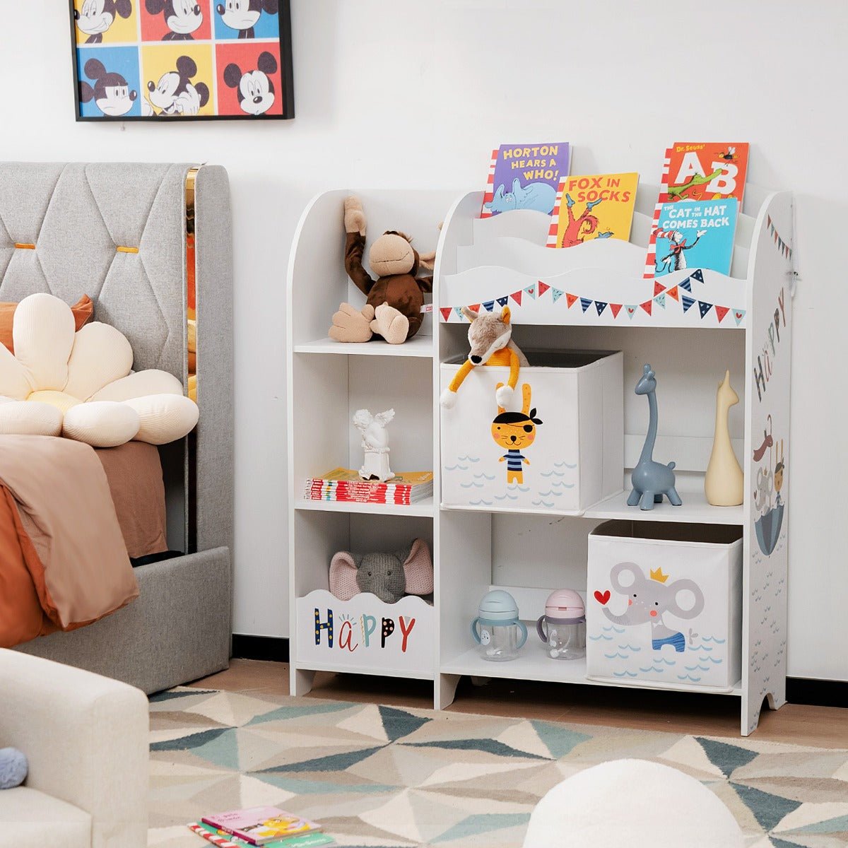 Bookshelf Toy Storage Box with Display Shelf and Bin - Organize Playtime