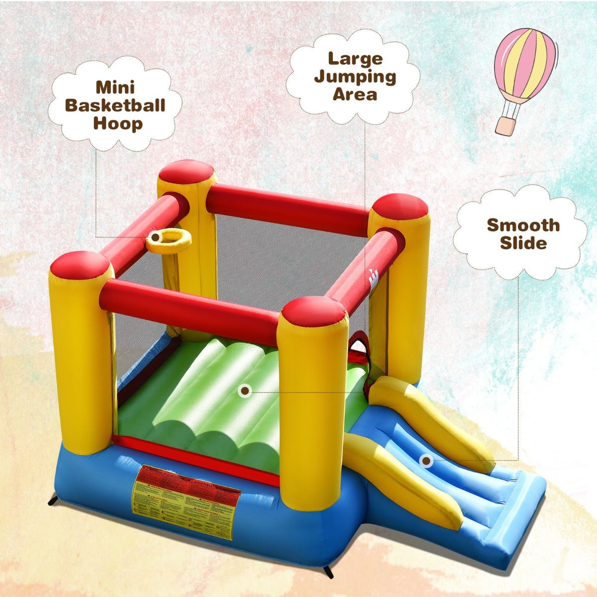 Kids Inflatable Jumping Castle - Slide, Basketball Hoop, and Excitement