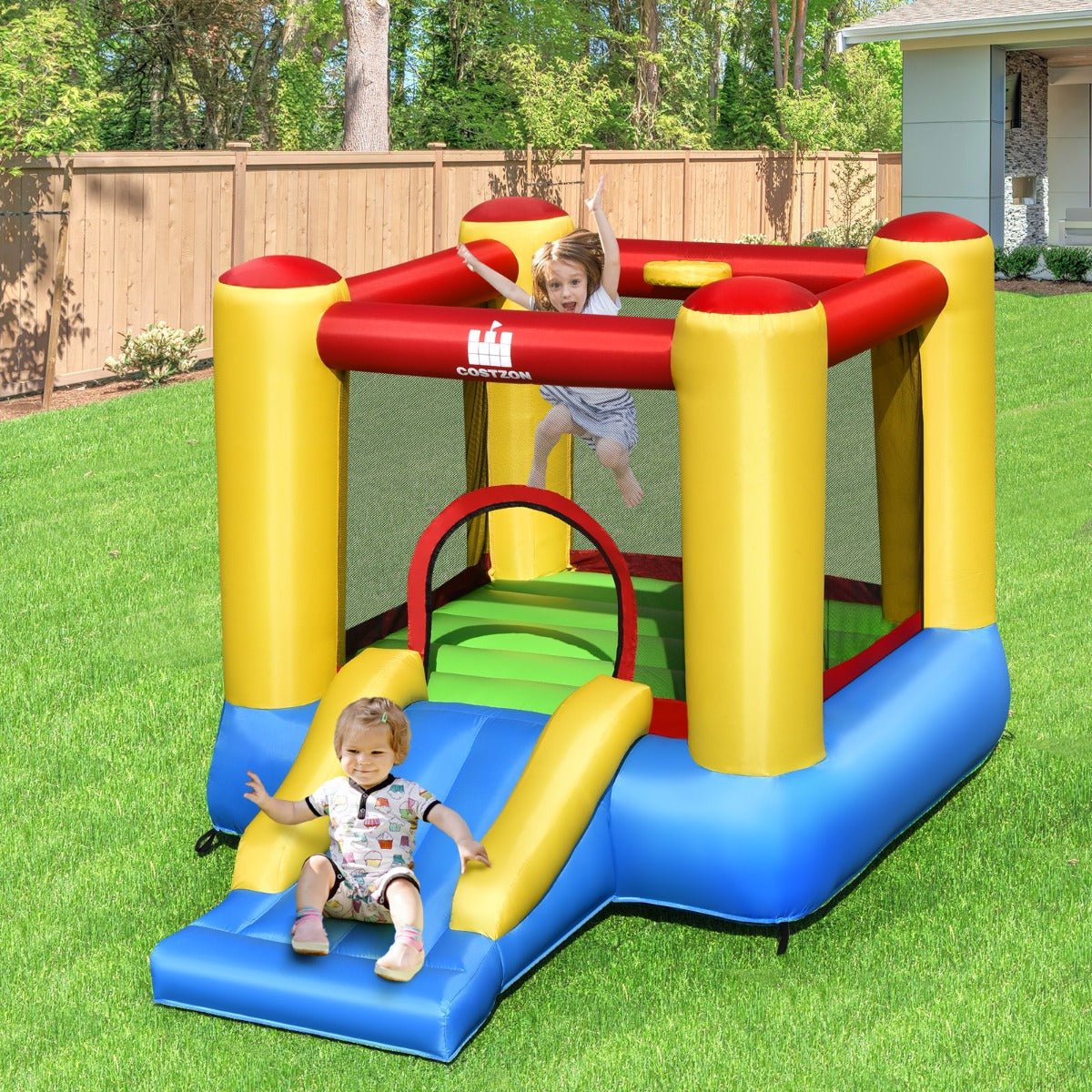 Kids Bounce House with Slide & Basketball Hoop - Inflatable Fun Zone