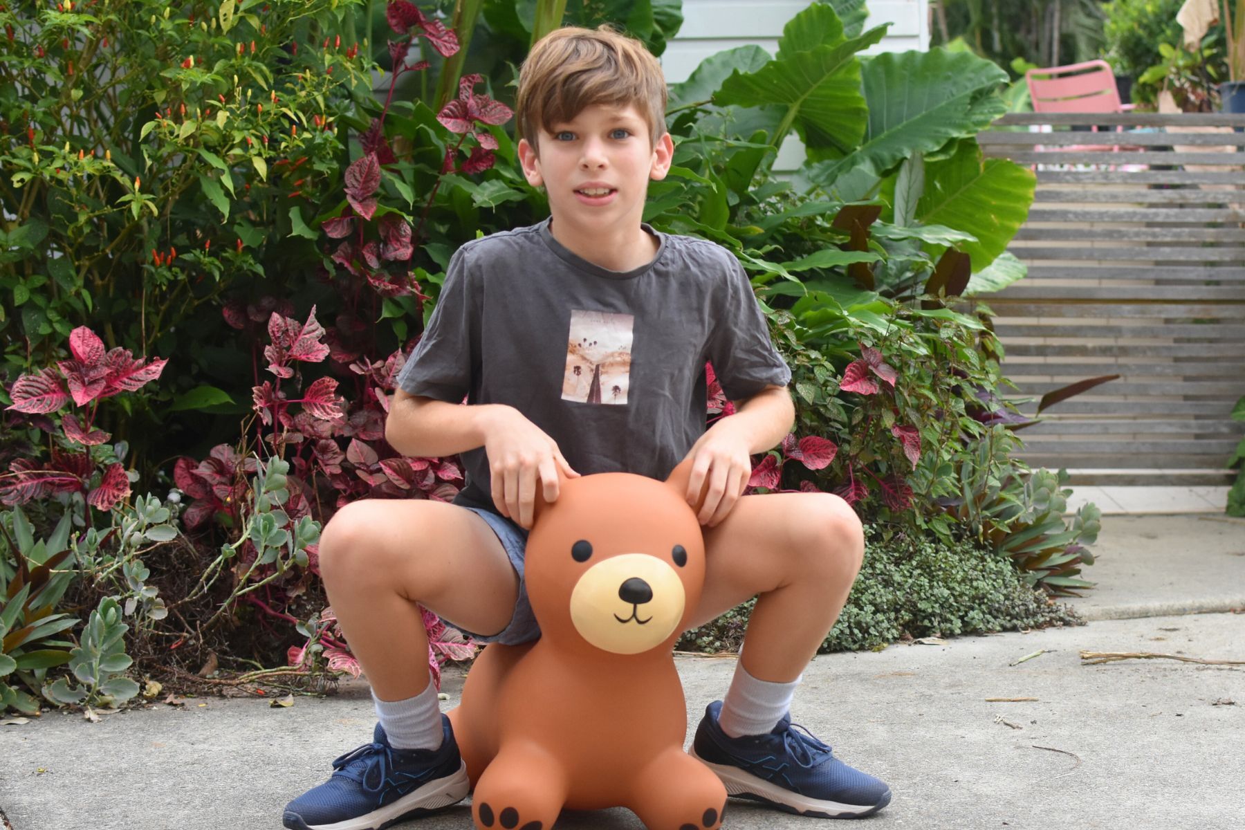 Bouncy Rider Hugger The Bear - Fun childrens toy for safe home bouncing playtime.