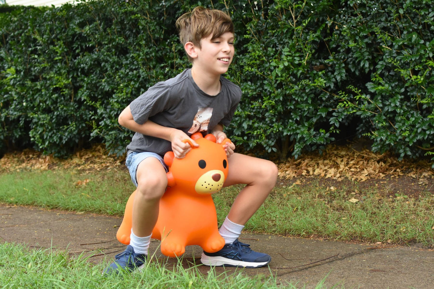 Leo The Lion Bouncy Rider, inflatable play toy for active kids at home.