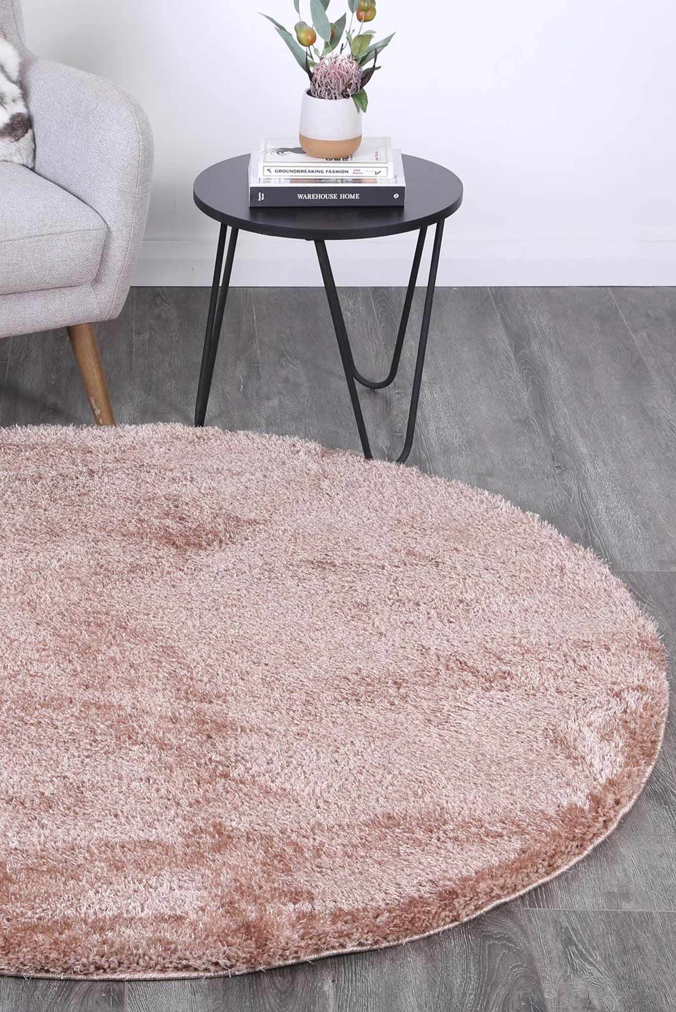 Brendon Camel Shaggy Round Rug - Soft, playful rug for kids rooms with cozy shag texture.