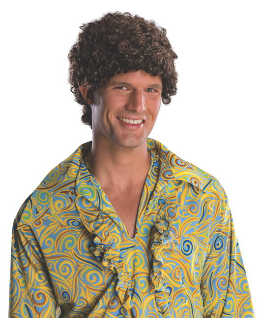 Brown tight curly afro wig, ideal for kids costume play at home.