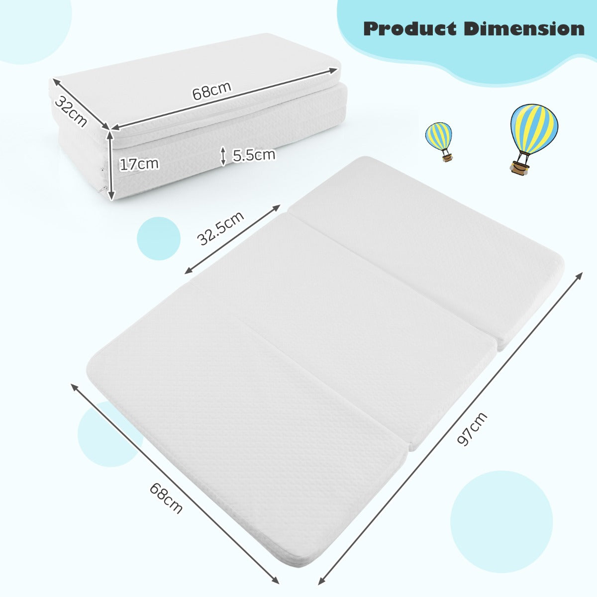 Portable Tri-Fold Baby Foam Mattress with Carry Bag for Travel, perfect for on-the-go comfort.