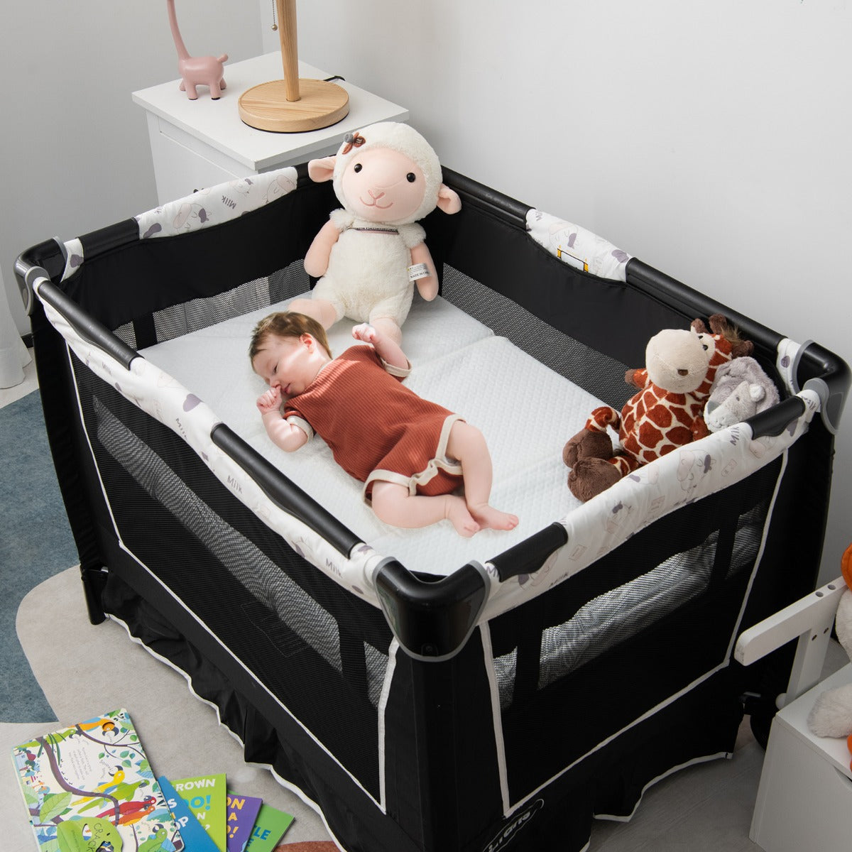 Portable tri-fold baby foam mattress with carry bag for travel, perfect for on-the-go comfort.