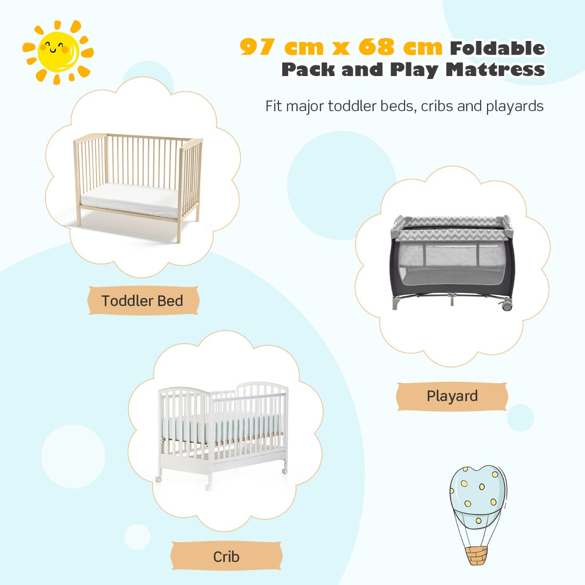 Portable tri-fold baby foam mattress with carry bag - ideal for convenient travel.