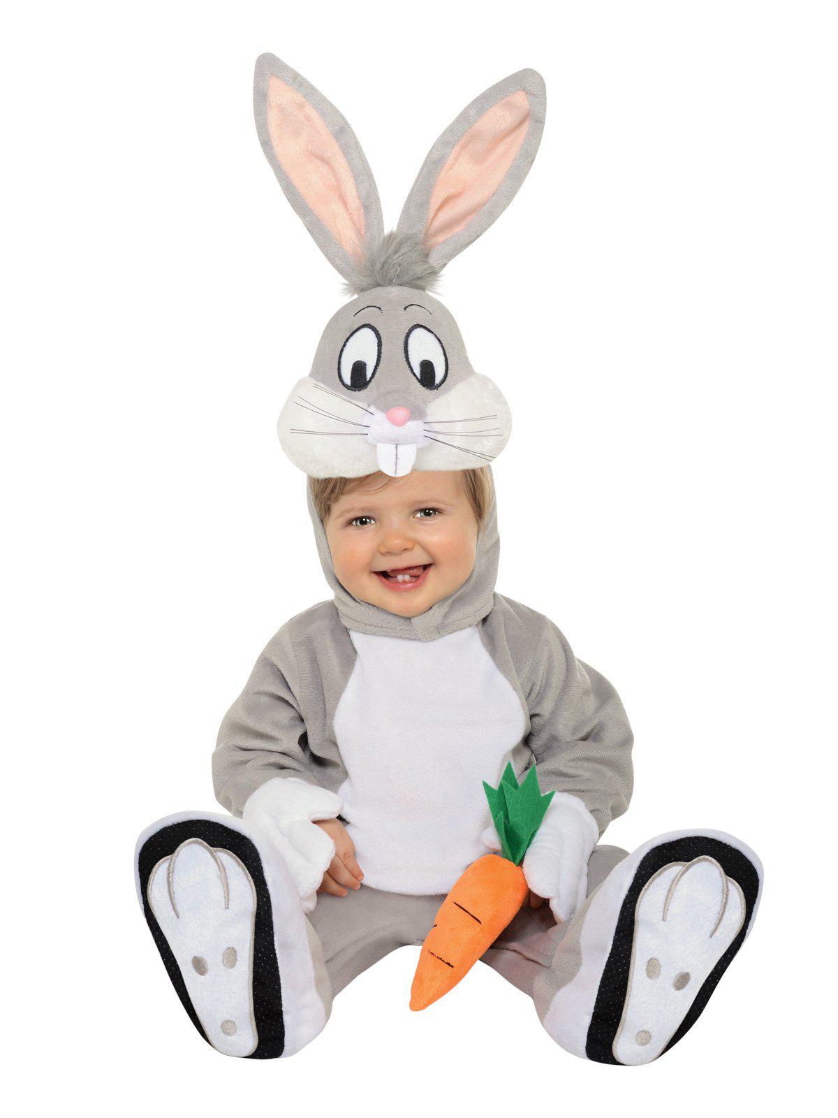 Toddler Bugs Bunny Costume with Carrot for playful dress-up at home. Official Looney Tunes.