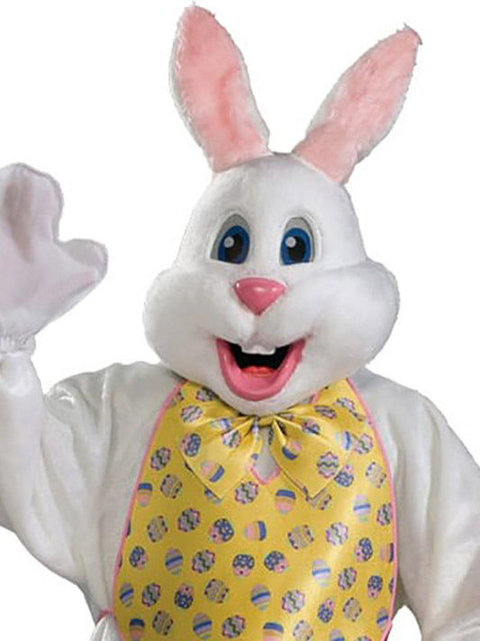 Deluxe Easter Bunny Mascot Costume with Egg Print Vest for fun holiday dress-up.