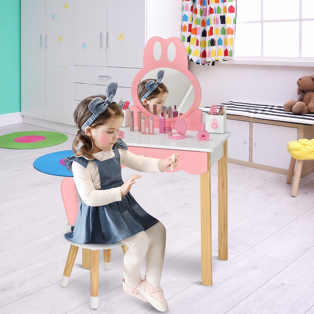 Kids Vanity Dressing Table Set - Pretend Play and Stylish Adventure