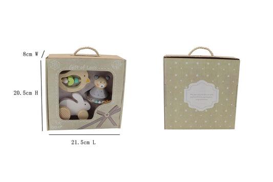 Cute animal-themed 3-piece baby gift set, perfect for creating a peaceful nursery ambiance.