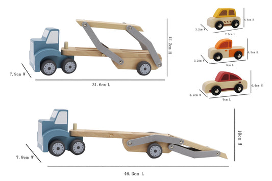 Childrens car carrier toy featuring calm design for imaginative play at home.