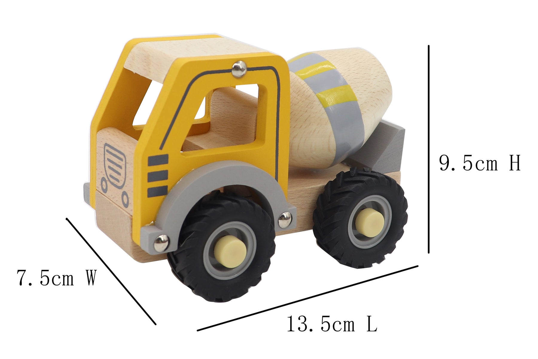 Charming cement truck toy in serene colors, ideal for imaginative play at home.