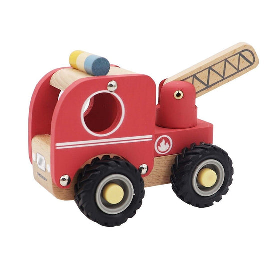 Colorful toy fire engine with calming, breezy design for imaginative play at home.