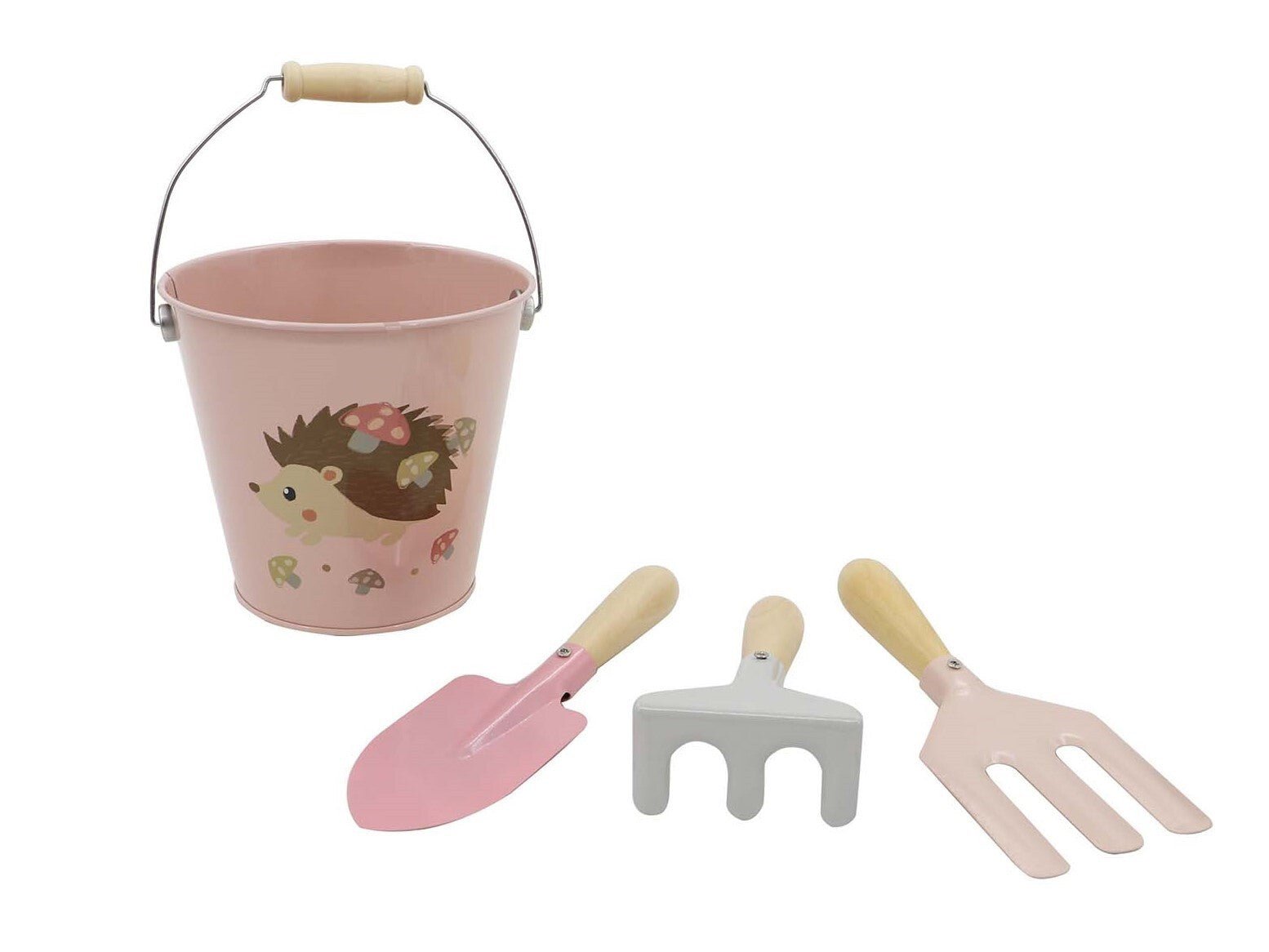 Pink kids garden tool set for calm and breezy outdoor play, 4pcs.