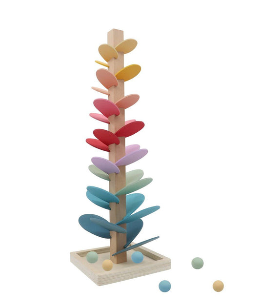 Pastel marble run tree with soothing sound effects, perfect for childrens playtime at home.