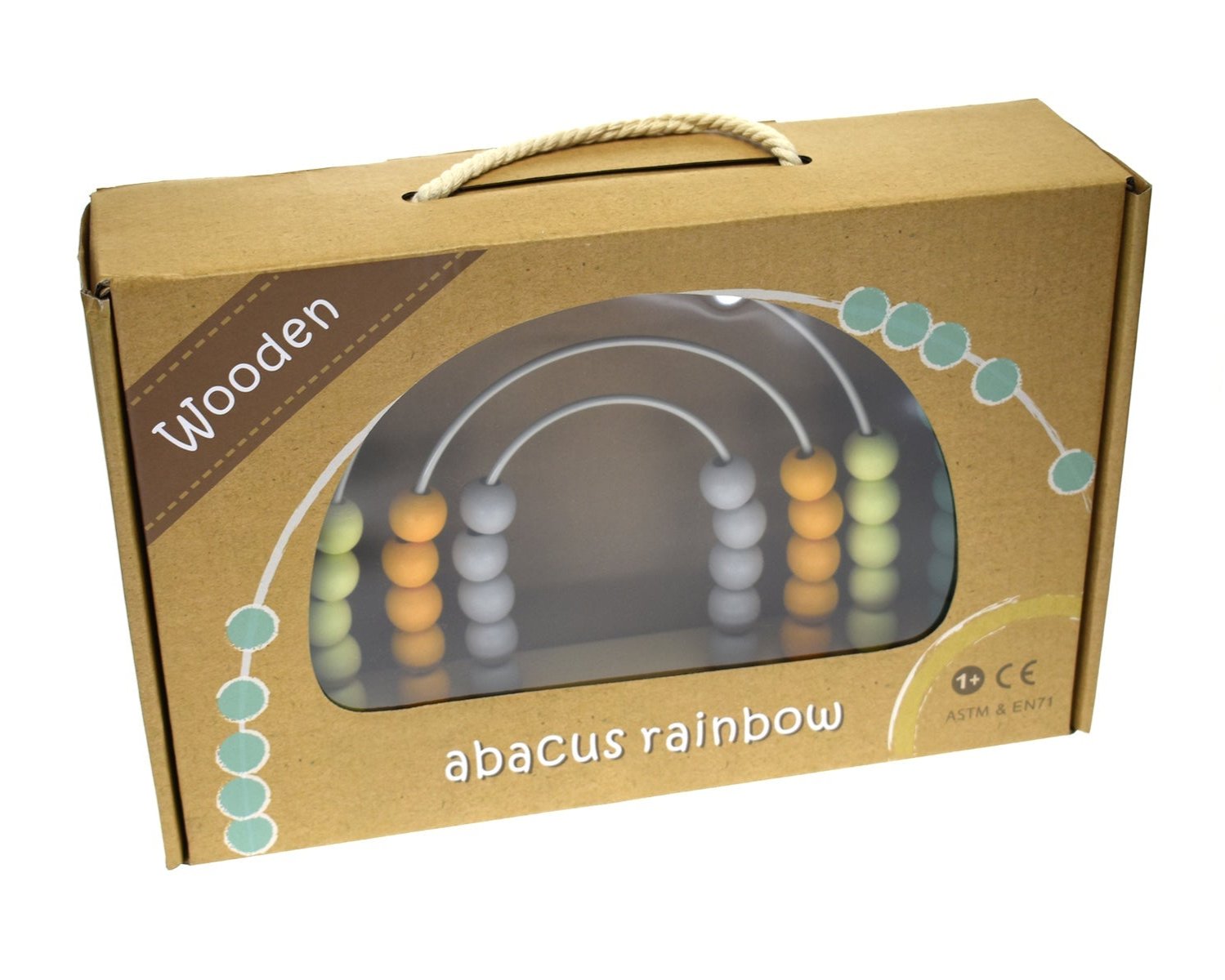 Colorful rainbow abacus toy for kids, perfect for learning and developing math skills at home.