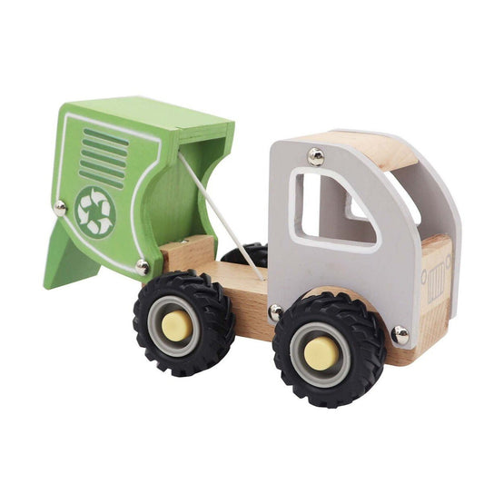 Colorful eco-friendly recycle truck toy for imaginative play, promoting sustainability awareness for kids.