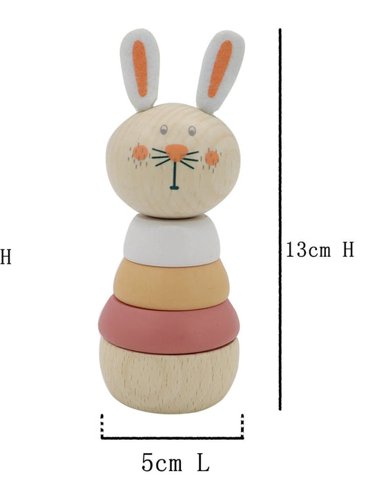 Whimsical stacking rabbit toy, perfect for fostering creativity and fine motor skills in kids.