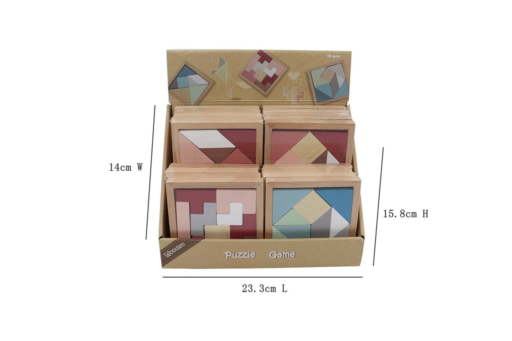 Double Tangram - Wooden Brain Teaser - 65 Puzzles in 1 - Card Box