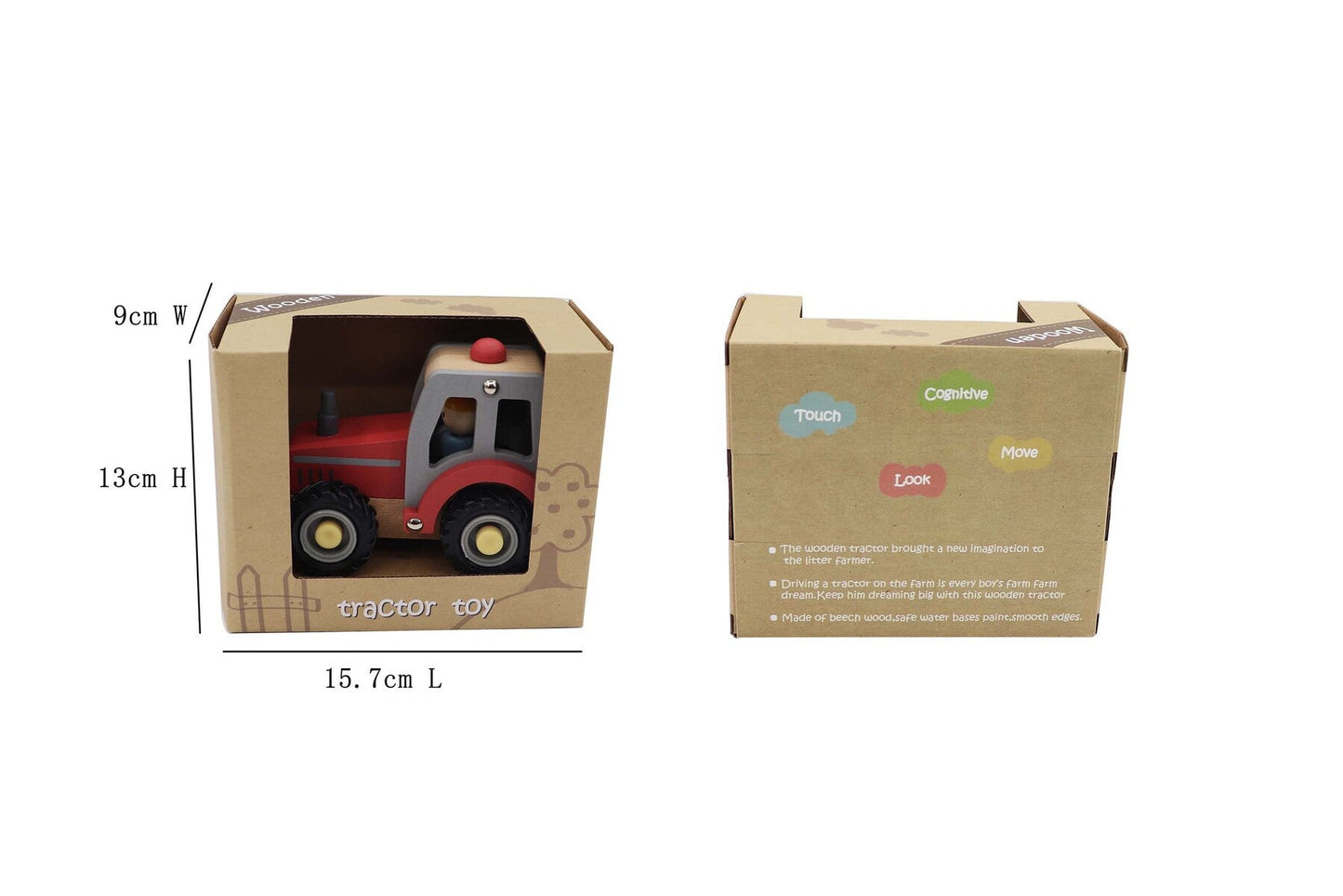 Red tractor with rubber wheels for a smooth, fun playtime experience at home.