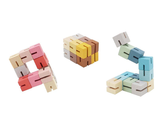 Colorful twist and lock blocks for creative play, promoting calm and focus at home.