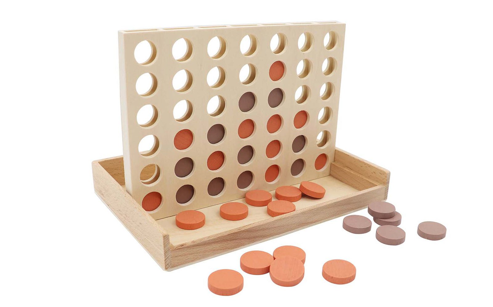 Calm and Breezy Wooden 4 In A Row Game Terracotta | Fun, educational toy for childrens home play.