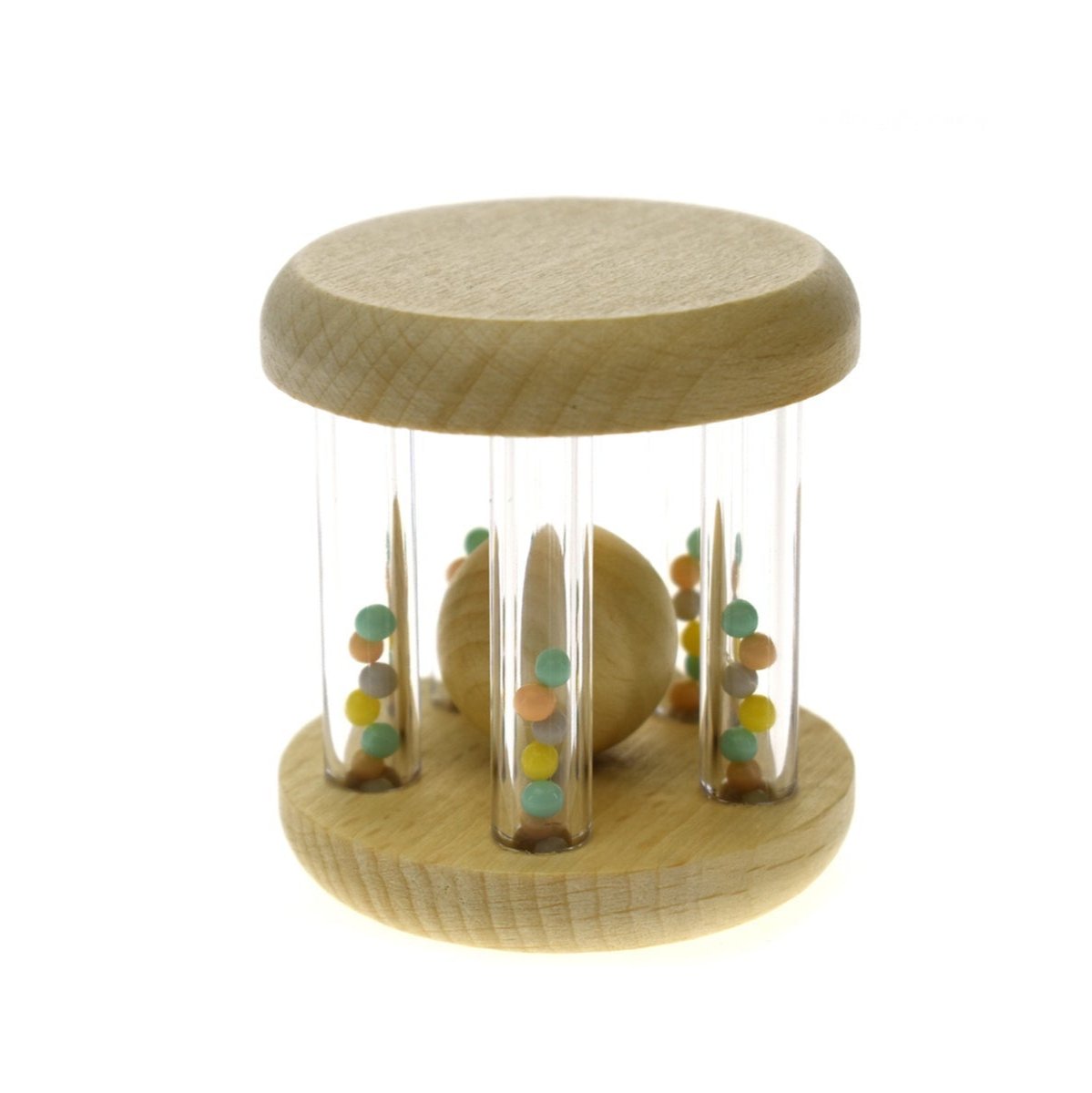 Colorful rainbow bead wooden rattle | promotes sensory development and soothing for infants.