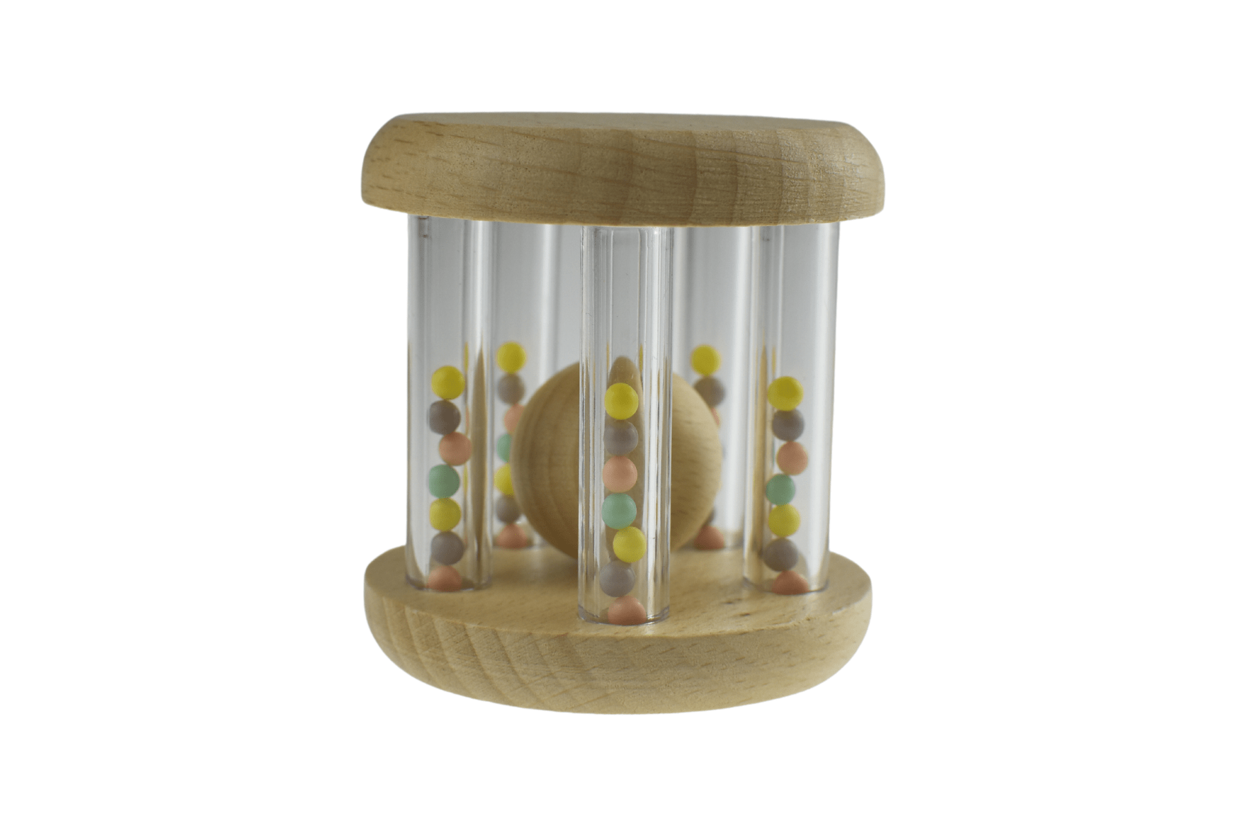 Calm and Breezy Wooden Rattle With Rainbow Bead