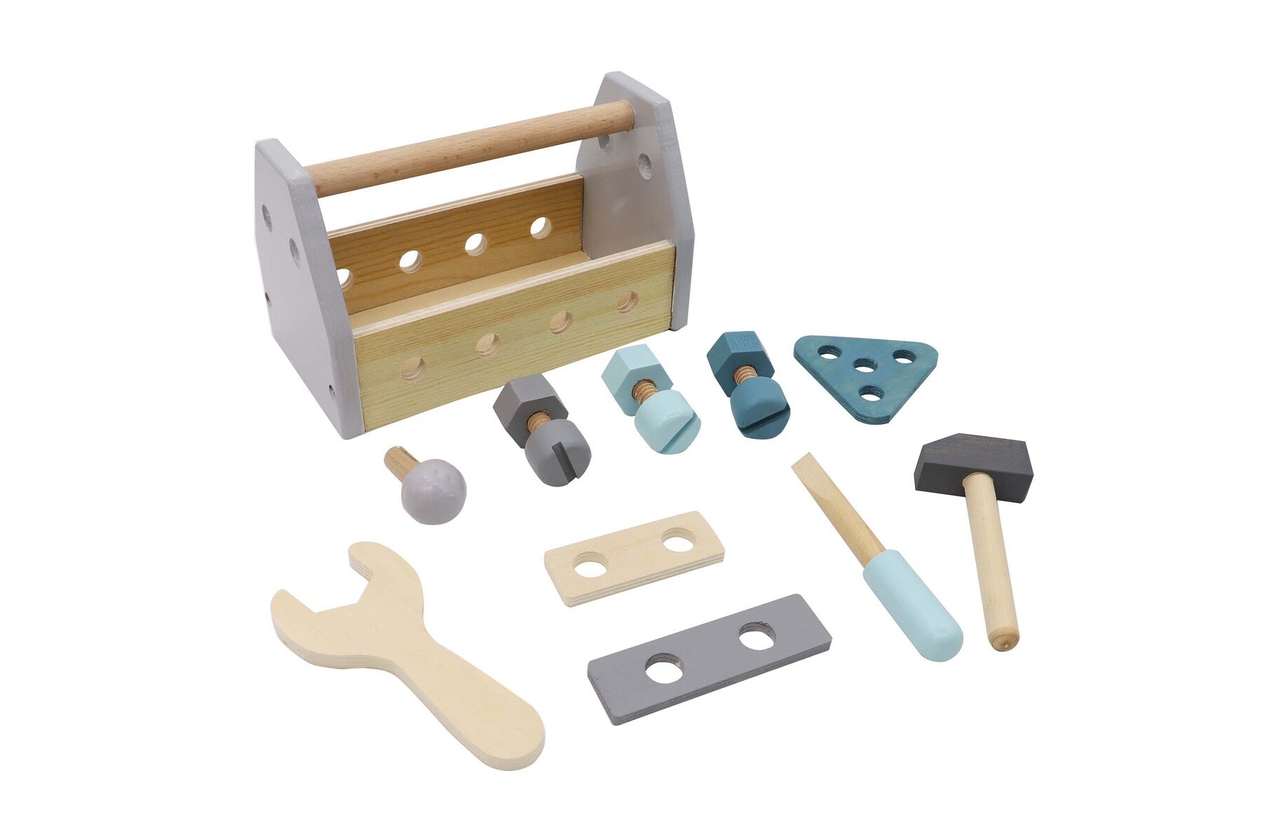 Kaper Kidz Wooden Toolbox Set for Toddlers | Educational play kit for hands-on learning.