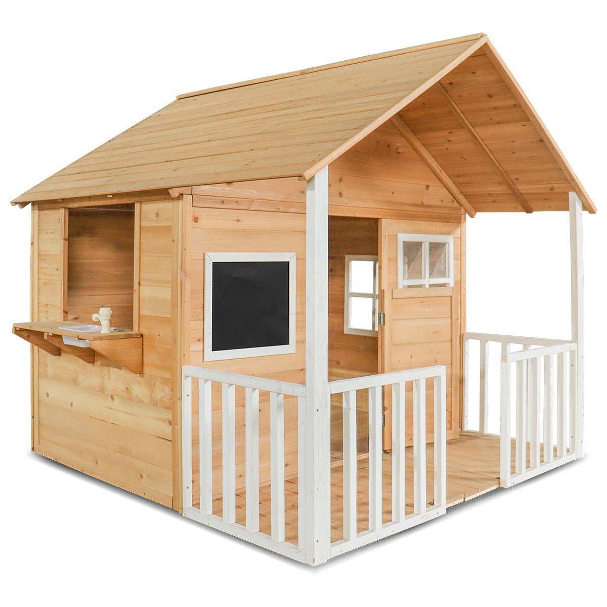 Wooden Cubby House with Veranda - Imaginative Play