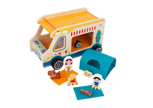 Kids Camping RV Caravan Playset for imaginative indoor play, fostering creativity and adventure.