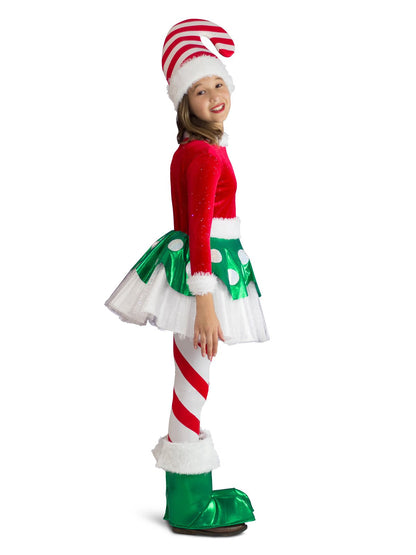 Childs Candy Cane Elf Princess Costume with Tutu - perfect for playtime and dress-up.