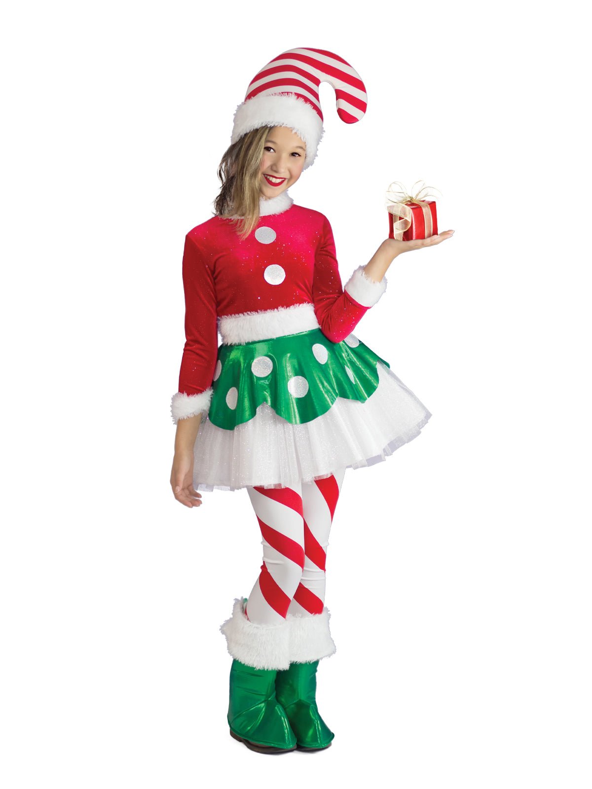 Candy Cane Elf Princess Costume Kids