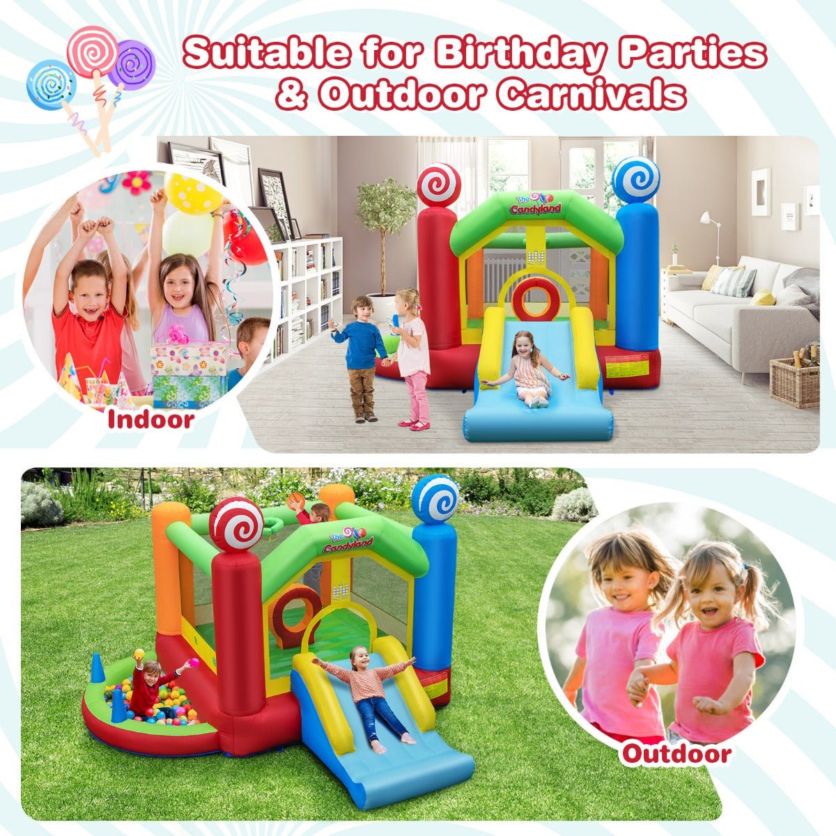 Dive into Fun with the Candy Land Theme Bounce House