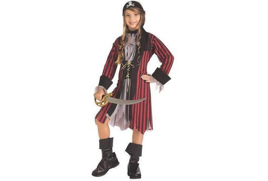 Caribbean Pirate Girls Costume for imaginative play at home, featuring intricate details and vibrant colors.