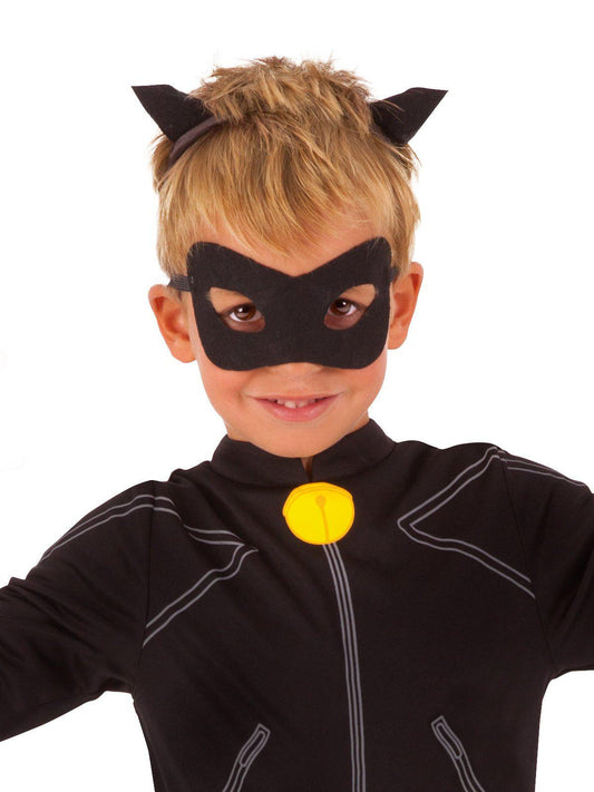 Official Miraculous Ladybug Cat Noir costume jumpsuit for kids dress-up at home.