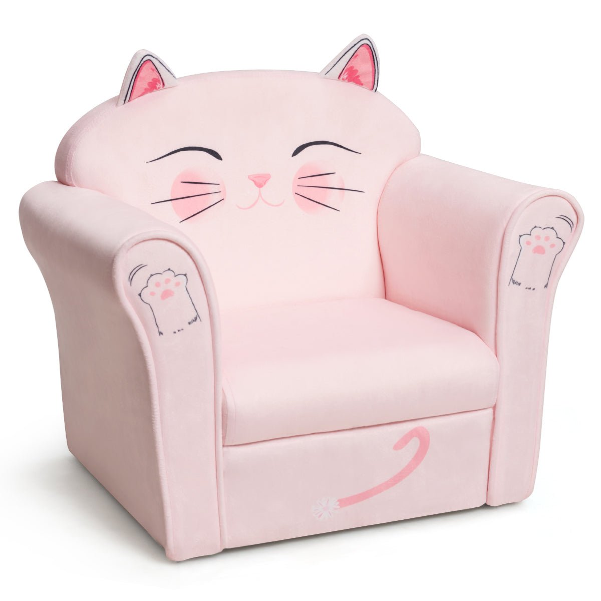 Kids Armchair with Cat Pattern: Cozy Wooden Frame for Baby's Space