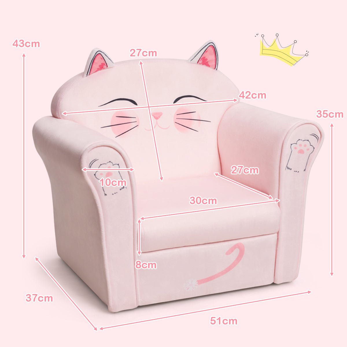 Cat Pattern Kids Chair with Wooden Frame: Cozy Seating for Baby