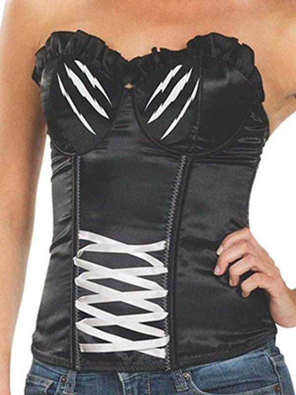 DC Comics Catwoman Costume Corset for Adults, perfect for dress-up play and Halloween.