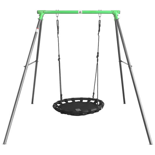 Adjustable height metal nest swing set by Lifespan Kids, perfect for childrens backyard play.