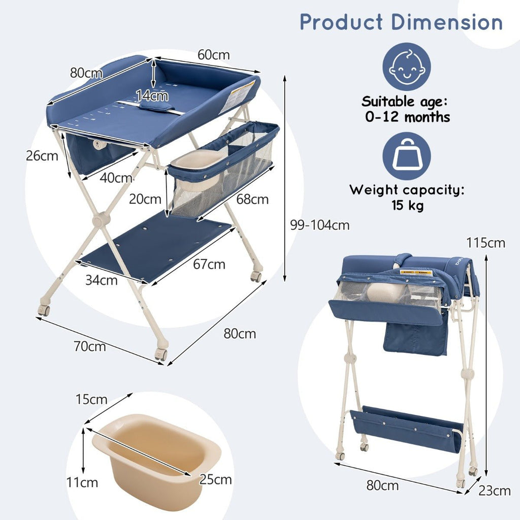 Buy Blue Foldable Baby Change Table Kids Mega Mart