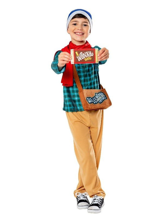 Charlie Bucket kids costume set for Willy Wonka theme play at home.