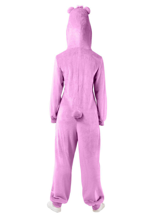 Cheer Bear Care Bears costume for adults, licensed jumpsuit for nostalgic kids dress-up fun.