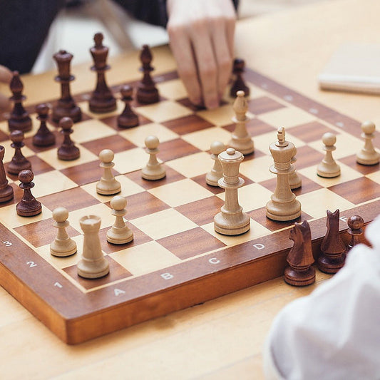 Folding large wooden chess set - ideal toy gift, perfect for childrens home entertainment.